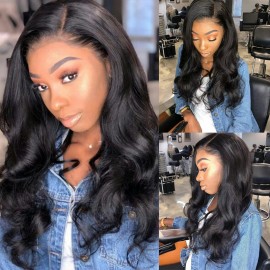 Julia Brazilian Human Hair 4x4 Lace Wig 7A Body Wave Wig With Natural Hairline Pre Plucked