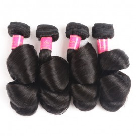 Julia Loose Wave Human Hair 4 Bundles With Lace Closure Free Part