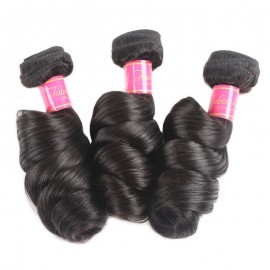 Julia Loose Wave Bundles 2 Pieces With Closure Natural Color Customizable 4x4 Lace Hair Wig