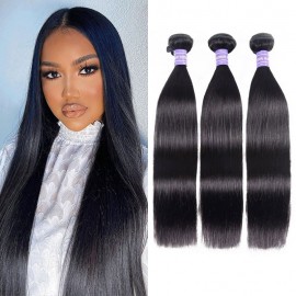 Julia Hair 3 Bundles Straight Human Hair Natural Black Brazilian Hair Weave Bundles Soft And Natrual Virgin Human Hair