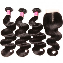 Unprocessed Julia Body Wave Hair 3 Bundles With Lace Closure