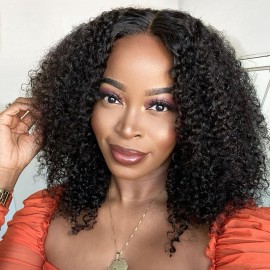 Julia 3 Bundles Kinky Curly Human Hair Weaves With 4x4 Lace Closure
