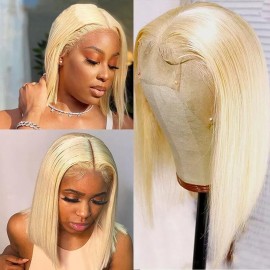 613 Blonde Color Short Bob 4x4 Lace Closure Human Hair Wigs Pre Plucked With Baby Hair Julia Thursday Flash Sale