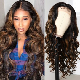 Julia Body Wave Brown Balayage Highlight FB30 13*5*0.75 T Part Human Hair Wigs 150% Density Body Wave Wig With Baby Hair Flash Sale
