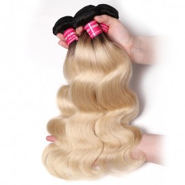 Julia Brazilian Body Wave Ombre Blonde Human Hair 1B/613 Color 4Pcs/pack Ombre Virgin Hair Weaves