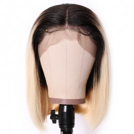 Julia Ombre 13x4 Lace Front Bob Wigs Pre Plucked 613 Color Brazilian Straight Human Hair Wigs With Dark Root