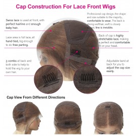 Julia T4613 Blonde Color 13x4 Lace Front Wig With Dark Brown Roots Glueless Transparent Lace Straight Human Hair Wigs