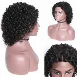 Julia 10A grade Affordable Short 10 inch Curly Human Hair 13X4 130% density Lace Front Wigs Natural Color