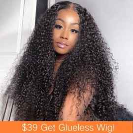 Julia Hair U Part Wig Glueless Curly Human Hair Wig 150% Density Natural Black Color Flash Sale