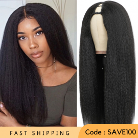 Julia Hair Knky Straight Human Hair U Part Wigs Brazilian Human Hair Wigs For Women $100 Off