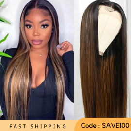 Julia Hair 18 inches Straight Highlight Lace Wig 13X5 Tpart Human Hair Wigs Flash Sale $100 Off