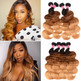 Julia Ombre Human Virgin Hair 4pcs/pack Three Tone Ombre Body Wave Virgin Hair