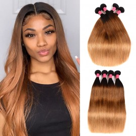 Julia Hair 4 Bundles Three Tone Ombre Straight Human Virgin Hair Weaving
