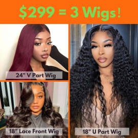 Julia Hair 299 Get 3 Wigs 24'' V Part Wigs 18'' Lace Front Wig 18 " U Part Wig Flash Sale, No Code Needed!