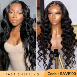 Julia Hair Affordable Body Wave Glueless Human Hair Wigs 4*4 Lace Closure Wig Natural Black Virgin Hair 150% Density Wig