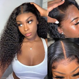 Julia Hair 5x5 Inches HD Lace Closure Curly Wave Glueless Undetectable Lace Wigs 180% Hair Density Pre Plucked Invisible Hairline