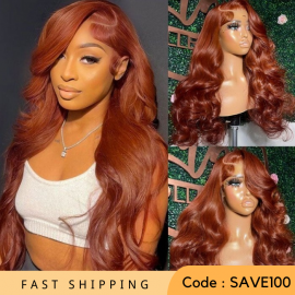 Julia Hair Affordable Body Wave 13x4 Copper Brown Lace Front Wig Pre-plucked Colored Natural Human Hair Wigs for Women Flash Sale $100 Off
