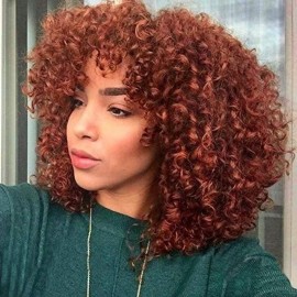 Julia Hair Reddish Brunette 4x0.75 Middle Part Lace Spiral Curl Bob Wig With Ringlets