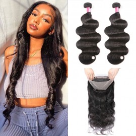 Julia 360 Brazilian Body Wave Lace Frontal With 2 Bundles Affordable Brazilian Human Hair Body Wave Bundles