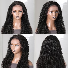 New Deep Wave Hair Lace Front Wigs With Baby Hair 150% Density Deep Wave Pre Plucked Wigs Julia Wednesday Flash Sale