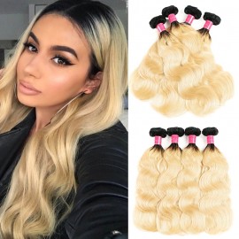 Julia Brazilian Body Wave Ombre Blonde Human Hair 1B/613 Color 4Pcs/pack Ombre Virgin Hair Weaves