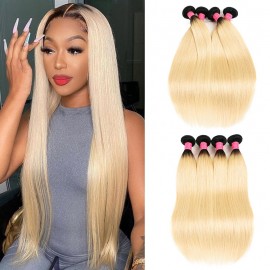Julia Ombre Blonde Brazilian Straight Hair 4 Bundles 1B613 Color 100% Human Hair