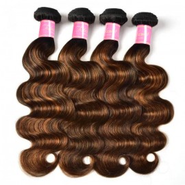 Julia Hair Balayage Ombre Body Wave Hair 4 Bundles With 1B/30 Ombre 4X4 Lace Closure