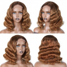 Julia 4x4 Lace Closure Ombre Wigs Deep Wave BOB Wig 150% Density