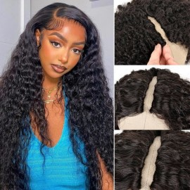 Julia 250% Density Glueless V Part Deep Wave Wigs No Leave Out And No Sew In Human Hair Wigs