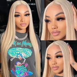 Julia 613 Blonde Color 5x5 HD Lace Glueless Wigs 180% Density Hair Pre Plucked Undetectable Transparent Lace Closure Straight Human Hair Wigs