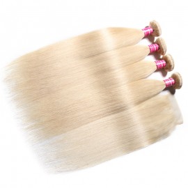 Julia 4 PCS 613 Brazilian Virgin Human Hair Bundles With T1b/613 Closure Straight Hair Weaves With Closure