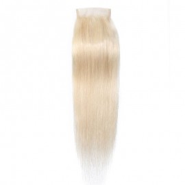 Julia 613 Color 4x4 Lace Closure Best Blonde Straight Human Hair Lace Closure One Piece
