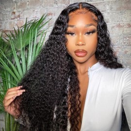 Julia 13x4 Lace Front Human Hair Wig 180% Density Pre Plucked Brazilian Curly Human Hair Wig For Women
