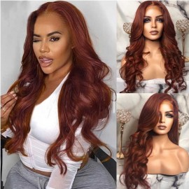 Julia Reddish Brown 13X4 Transparent Body Wave Wigs Lace Front Wigs