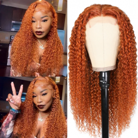 Julia Hair Ginger Colored Wigs Glueless 4x0.75 Lace Part Jerry Curly Human Hair Wigs For Women Flash Sale