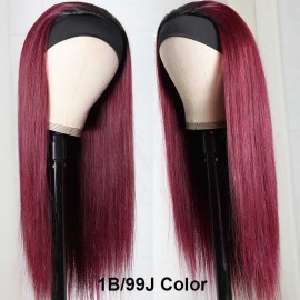 Julia 99J Headband Wigs Straight Hair Glueless Human Hair Wigs Wear And Go Best Ombre Hair Wigs For Sale