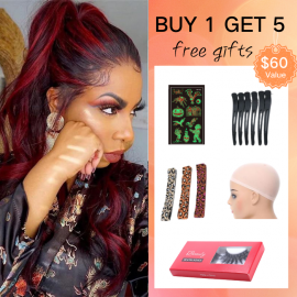 Julia Hair 1B/99J Higlight U Part Wig Body Wave Human Hair Wigs Beginner Friendly Wig Flash Sale