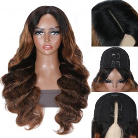Julia Hot Highlight Balayage Body Wave V Part Wig Upgrade U Part Wig No Leave Out Glueless Human Hair Wigs