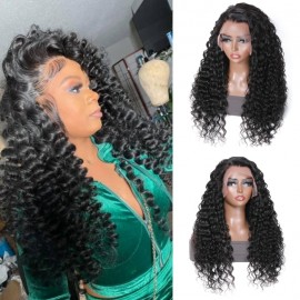 Julia Best Deep Wave 13X4 Lace Front Wigs Pre Plucked Wand Curl Human Hair Wigs With Baby Hair