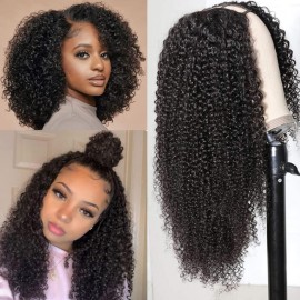 Julia Affordable Glueless U Part Wigs Full Jerry Curly Wig 100% Human Hair Wigs For Sale