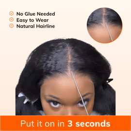 Julia Hair Kinky Straight Reddish Brown 4x4 Lace Closure Wig Ready To Go Air Wig Pre Cut Lace with Breathable Cap