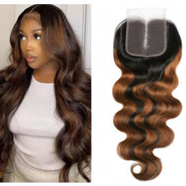 Julia Hair Balayage Color Hair Virgin Human Hair Body Wave 4*4 Lace Closure Free Part
