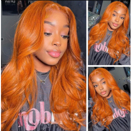 Julia Wigs Lace Part Orange Ginger Color Pre Plucked Body Wave 16 Inch Wigs For Women Flash Sale