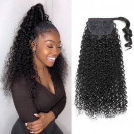 Julia Hair Natural Black Kinky Curly Long Weave Ponytail 100% Human Hair Extension Hair Piece