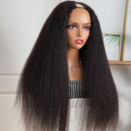 Julia Hair Glueless Kinky Straight V Part Wig Upgrade U Part Human Hair Wigs Beginner Friendly Machine Made Wigs