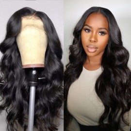 Julia Affordable Body Wave 4X4 Lace Closure Wigs Pre Plucked Human Hair Wigs 150% Density