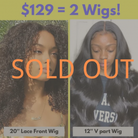 Julia Hair 129 Get 2 Wigs 12'' U Part Body Wave Wig With 20'' Dark Brown Kinky Curly Wig Flash Sale,No Code Needed!