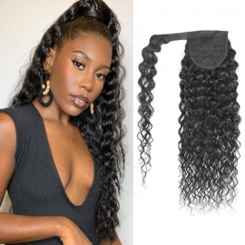 Julia Deep Wave Magic Ponytail Extension With Clip In Wrap-around Natural Color Hairpieces 100% Human Hair