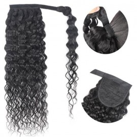 Julia Deep Wave Magic Ponytail Extension With Clip In Wrap-around Natural Color Hairpieces 100% Human Hair