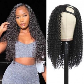 Julia Affordable Glueless U Part Wigs Full Jerry Curly Wig 100% Human Hair Wigs For Sale